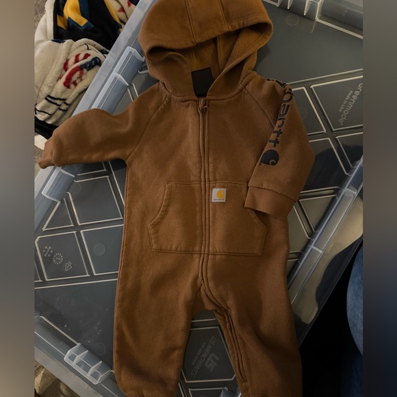 Carhartt Other - Carhartt Tan baby Hooded onesie 6-9m